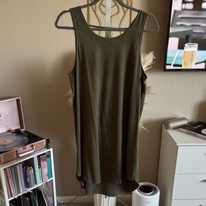 Olive Green Suede Sleeveless Dress